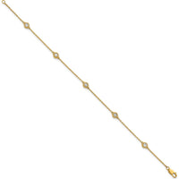 14K Yellow Gold 7" Cable Chain Bracelet with 1/3 Carat Bezel-Set Diamonds by Oro Pregiato