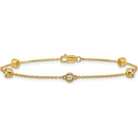 14K Yellow Gold 7" Cable Chain Bracelet with 1/3 Carat Bezel-Set Diamonds by Oro Pregiato