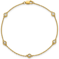 14K Yellow Gold 7" Cable Chain Bracelet with 1/3 Carat Bezel-Set Diamonds by Oro Pregiato