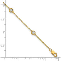 14K Yellow Gold 7" Cable Chain Bracelet with 1/3 Carat Bezel-Set Diamonds by Oro Pregiato