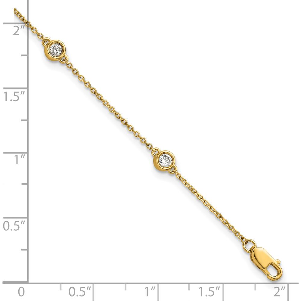 14K Yellow Gold 7" Cable Chain Bracelet with 1/3 Carat Bezel-Set Diamonds by Oro Pregiato