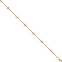 14K Yellow Gold 7" Cable Chain Bracelet with Bezel-Set 1/5 Carat Diamonds by Oro Pregiato