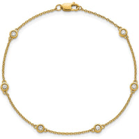 14K Yellow Gold 7" Cable Chain Bracelet with Bezel-Set 1/5 Carat Diamonds by Oro Pregiato