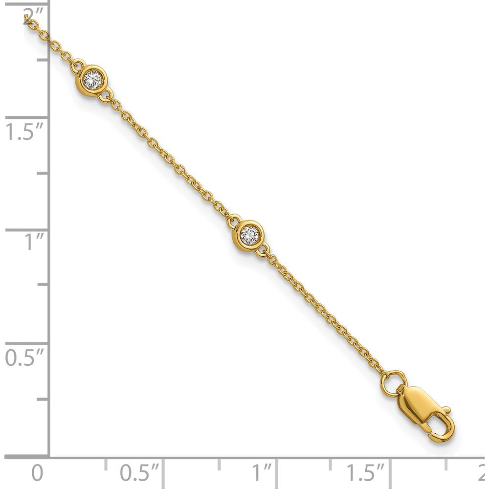 14K Yellow Gold 7" Cable Chain Bracelet with Bezel-Set 1/5 Carat Diamonds by Oro Pregiato