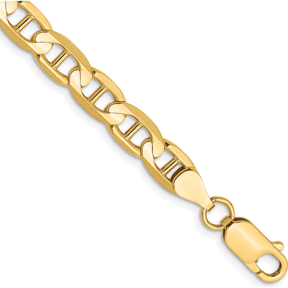 14K Yellow Gold 7" Concave Anchor Chain Bracelet - 6.25mm Width by Oro Pregiato