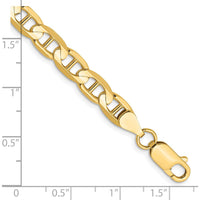 14K Yellow Gold 7" Concave Anchor Chain Bracelet - 6.25mm Width by Oro Pregiato