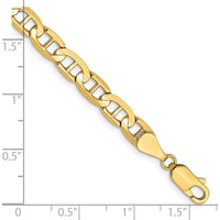 14K Yellow Gold 7" Concave Anchor Chain Bracelet with Lobster Clasp - 5.25mm Width by Oro Pregiato