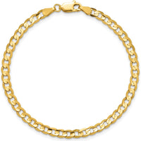 14K Yellow Gold 7" Concave Curb Bracelet with Lobster Clasp - 3.8mm Width by Oro Pregiato