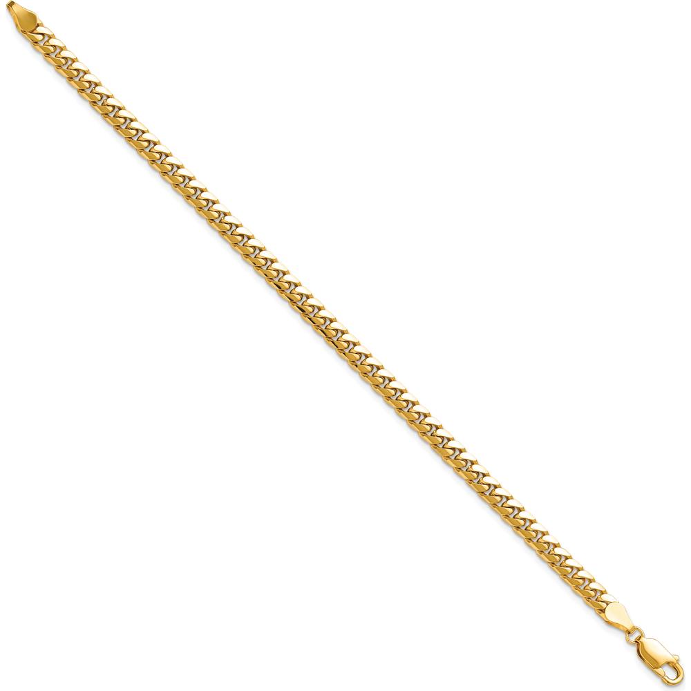 14K Yellow Gold 7" Cuban Link Bracelet - 4.3mm Width with Lobster Clasp by Oro Pregiato