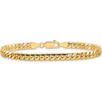 14K Yellow Gold 7" Cuban Link Bracelet - 4.3mm Width with Lobster Clasp by Oro Pregiato