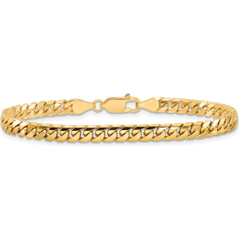 14K Yellow Gold 7" Cuban Link Bracelet - 4.3mm Width with Lobster Clasp by Oro Pregiato