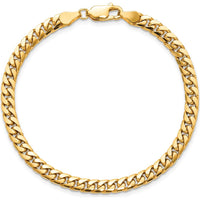 14K Yellow Gold 7" Cuban Link Bracelet - 4.3mm Width with Lobster Clasp by Oro Pregiato