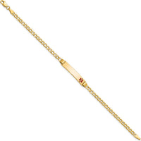 14K Yellow Gold 7" Cuban Link Medical Alert Bracelet with Red Enamel Solid Plate Charm - Engravable by Oro Pregiato