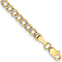 14K Yellow Gold 7" Curb Bracelet with Rhodium Pavé Accents - 3.4mm Width by Oro Pregiato