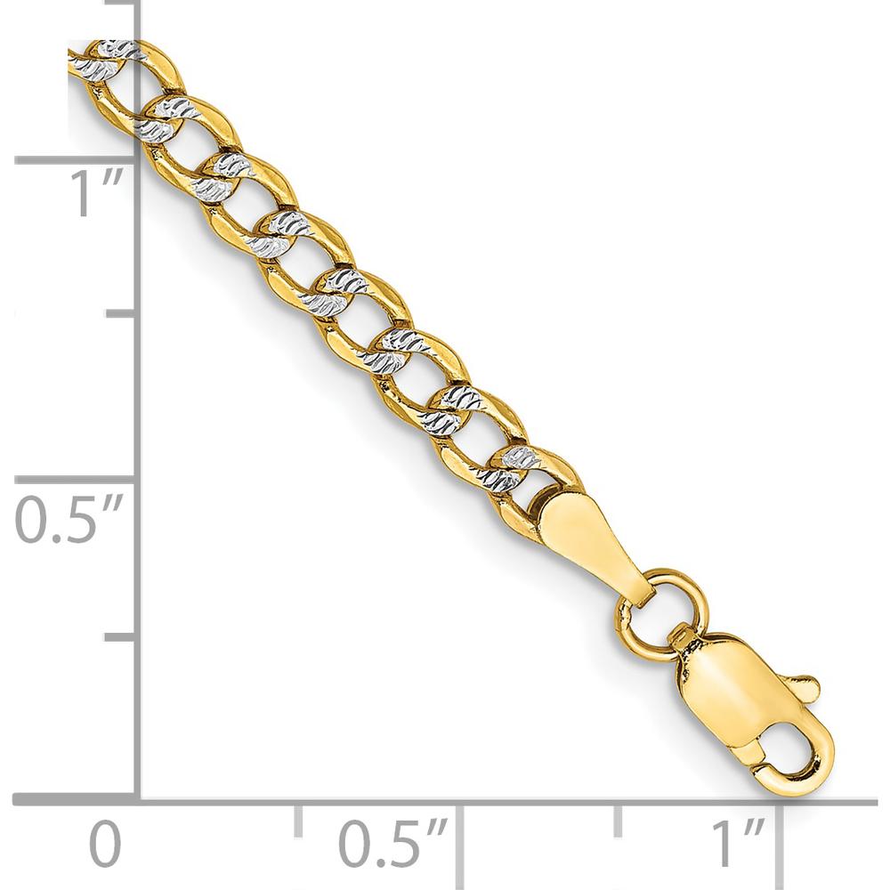 14K Yellow Gold 7" Curb Bracelet with Rhodium Pavé Accents - 3.4mm Width by Oro Pregiato