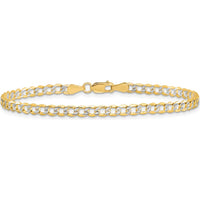 14K Yellow Gold 7" Curb Bracelet with Rhodium Pavé Accents - 3.4mm Width by Oro Pregiato