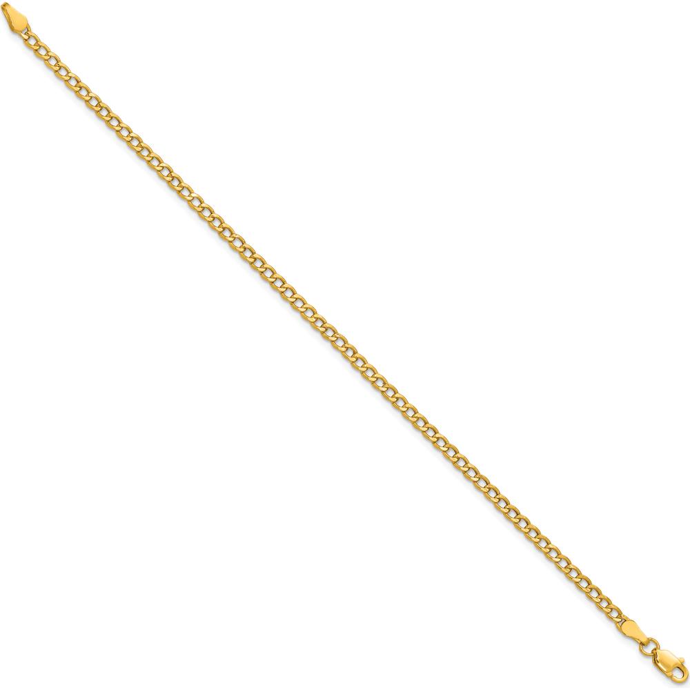 14K Yellow Gold 7" Curb Chain Bracelet - 2.85mm Wide with Lobster Clasp by Oro Pregiato