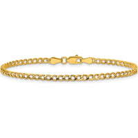 14K Yellow Gold 7" Curb Chain Bracelet - 2.85mm Wide with Lobster Clasp by Oro Pregiato