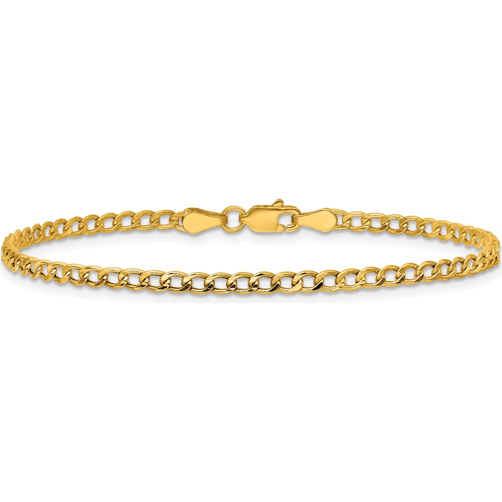 14K Yellow Gold 7" Curb Chain Bracelet - 2.85mm Wide with Lobster Clasp by Oro Pregiato