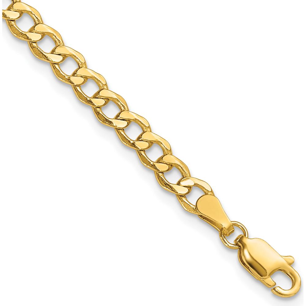 14K Yellow Gold 7" Curb Chain Bracelet with Lobster Clasp - Lightweight Polished Finish by Oro Pregiato