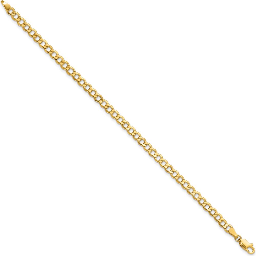 14K Yellow Gold 7" Curb Chain Bracelet with Lobster Clasp - Lightweight Polished Finish by Oro Pregiato