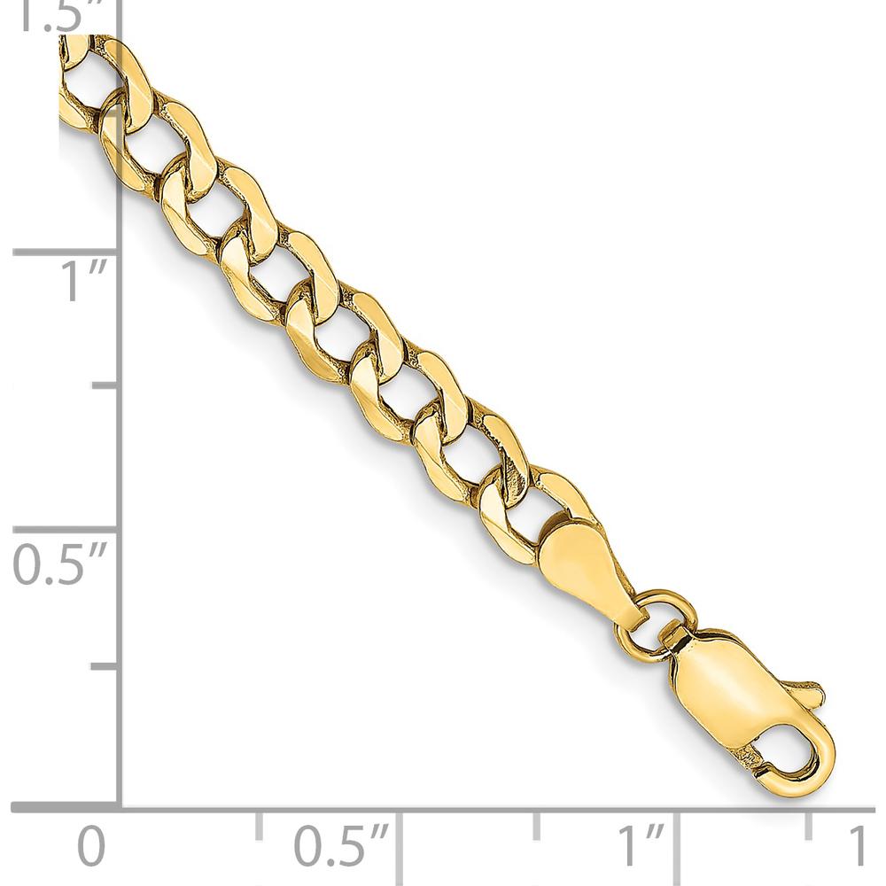 14K Yellow Gold 7" Curb Chain Bracelet with Lobster Clasp - Lightweight Polished Finish by Oro Pregiato