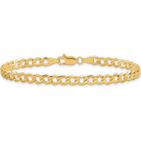 14K Yellow Gold 7" Curb Chain Bracelet with Lobster Clasp - Lightweight Polished Finish by Oro Pregiato