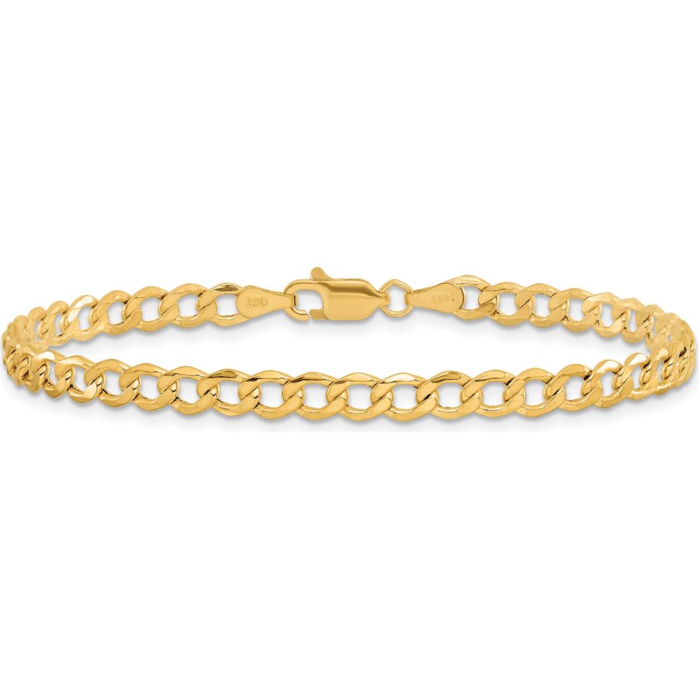 14K Yellow Gold 7" Curb Chain Bracelet with Lobster Clasp - Lightweight Polished Finish by Oro Pregiato