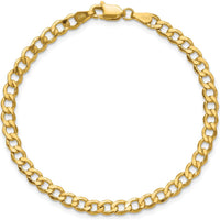 14K Yellow Gold 7" Curb Chain Bracelet with Lobster Clasp - Lightweight Polished Finish by Oro Pregiato