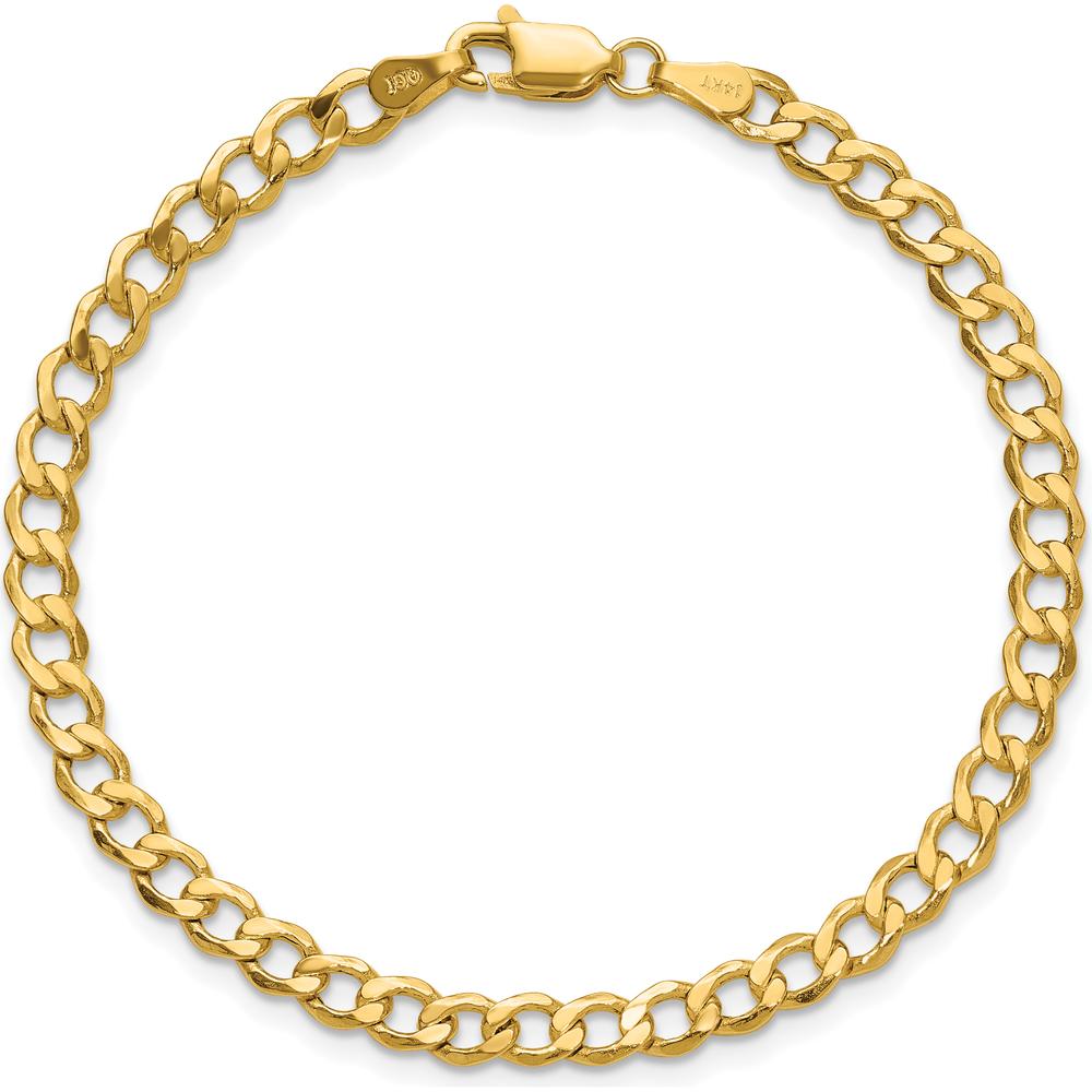 14K Yellow Gold 7" Curb Chain Bracelet with Lobster Clasp - Lightweight Polished Finish by Oro Pregiato