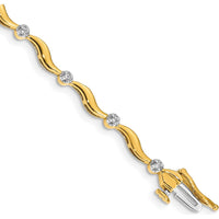 14K Yellow Gold 7" Diamond Curved Link Bracelet - 1/6 Carats Total Diamond Weight by Monteluci Fine Jewelry