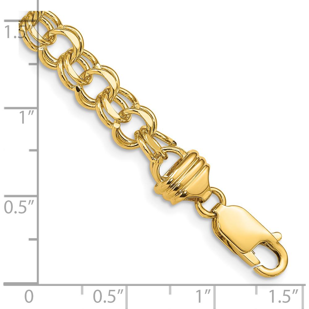 14K Yellow Gold 7" Diamond-Cut Double Link Heavy Charm Bracelet by Oro Pregiato