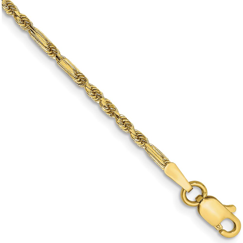 14K Yellow Gold 7" Diamond-Cut Milano Rope Bracelet with Lobster Clasp - 1.8mm Width by Oro Pregiato