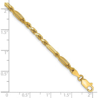 14K Yellow Gold 7" Diamond-Cut Milano Rope Bracelet with Lobster Clasp - 3mm Wide by Oro Pregiato