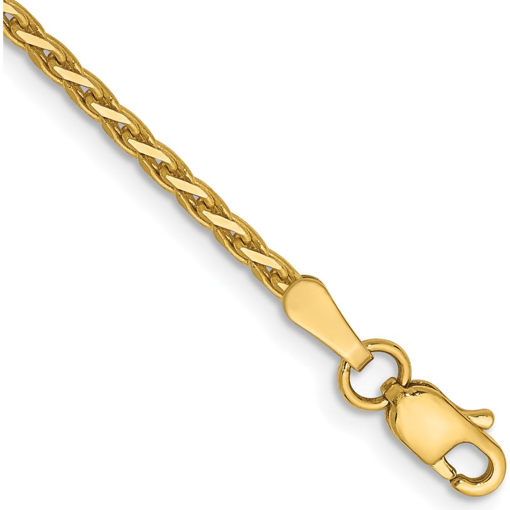 14K Yellow Gold 7" Diamond-Cut Parisian Wheat Chain Bracelet with Lobster Clasp by Oro Pregiato