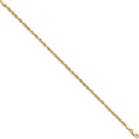 14K Yellow Gold 7" Diamond-Cut Rope Chain Bracelet - 2.5mm by Oro Pregiato