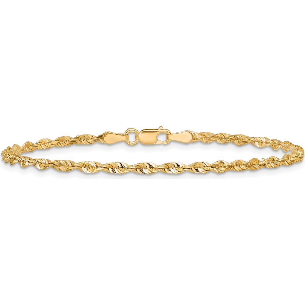 14K Yellow Gold 7" Diamond-Cut Rope Chain Bracelet - 2.5mm by Oro Pregiato