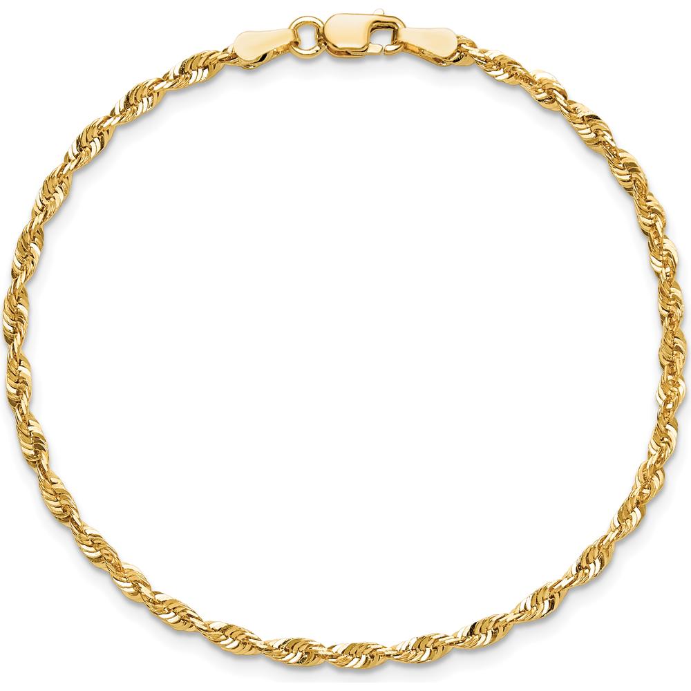 14K Yellow Gold 7" Diamond-Cut Rope Chain Bracelet - 2.5mm by Oro Pregiato