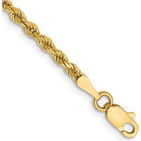 14K Yellow Gold 7" Diamond-Cut Rope Chain Bracelet - 2.5mm Width by Oro Pregiato