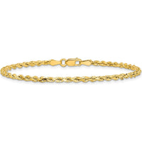 14K Yellow Gold 7" Diamond-Cut Rope Chain Bracelet - 2.5mm Width by Oro Pregiato