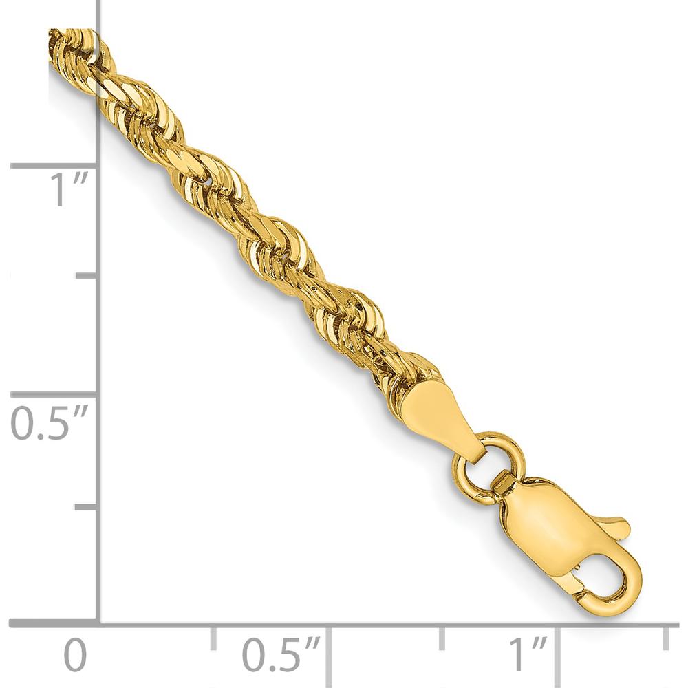 14K Yellow Gold 7" Diamond-Cut Rope Chain Bracelet - 3.35mm Width by Oro Pregiato