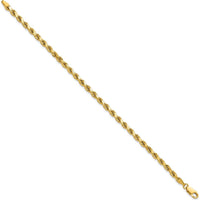 14K Yellow Gold 7" Diamond-cut Rope Chain Bracelet - 3.5mm Width by Oro Pregiato