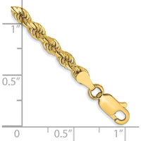 14K Yellow Gold 7" Diamond-cut Rope Chain Bracelet - 3.5mm Width by Oro Pregiato