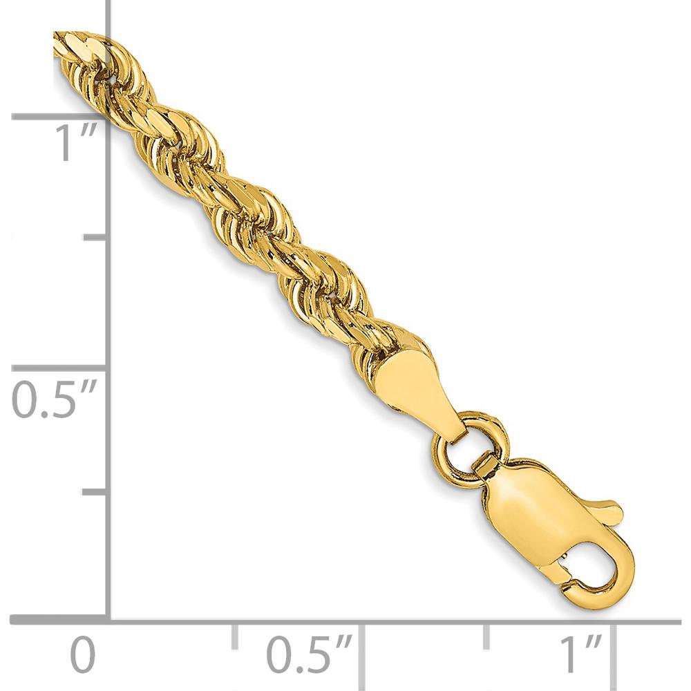 14K Yellow Gold 7" Diamond-cut Rope Chain Bracelet - 3.5mm Width by Oro Pregiato