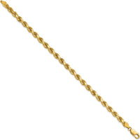 14K Yellow Gold 7" Diamond-Cut Rope Chain Bracelet - 4.5mm Width