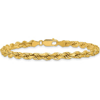 14K Yellow Gold 7" Diamond-Cut Rope Chain Bracelet - 4.5mm Width