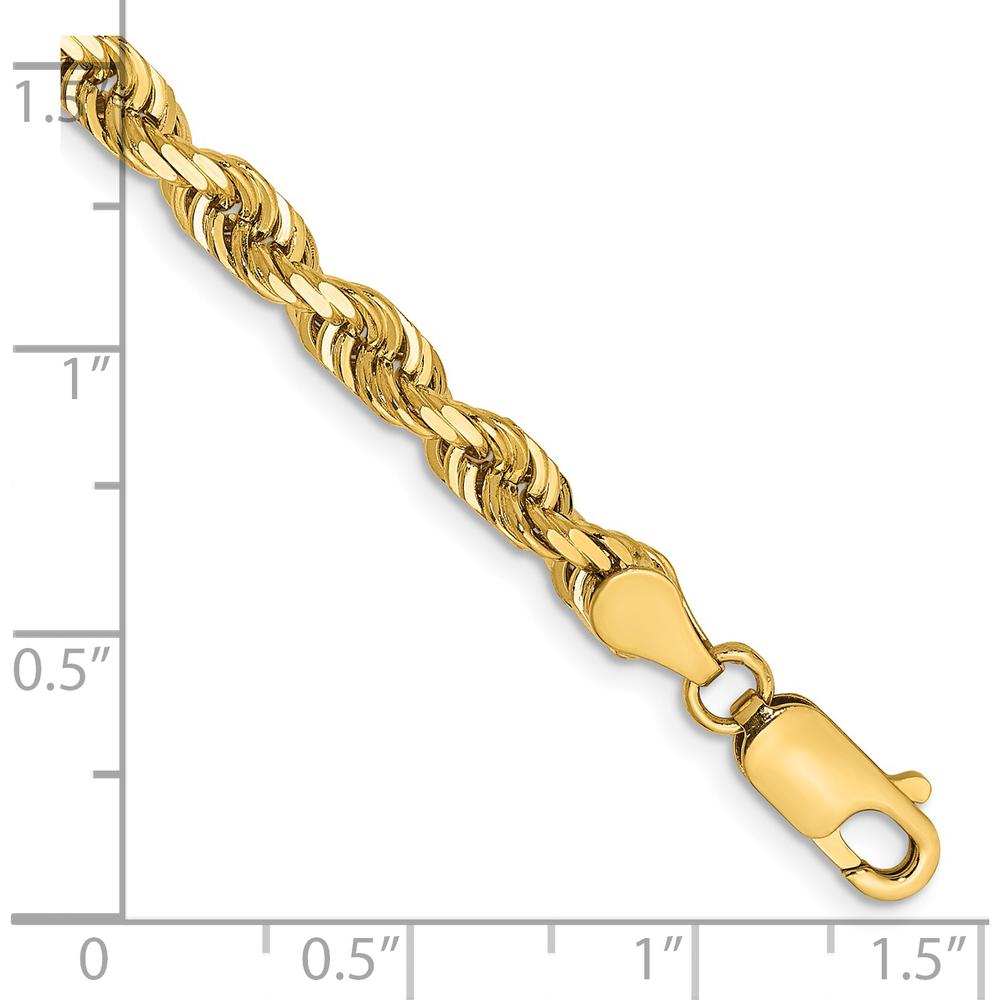 14K Yellow Gold 7" Diamond-Cut Rope Chain Bracelet - 4.5mm Width by Oro Pregiato