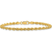 14K Yellow Gold 7" Diamond-Cut Rope Chain Bracelet with Lobster Clasp - 3.25mm