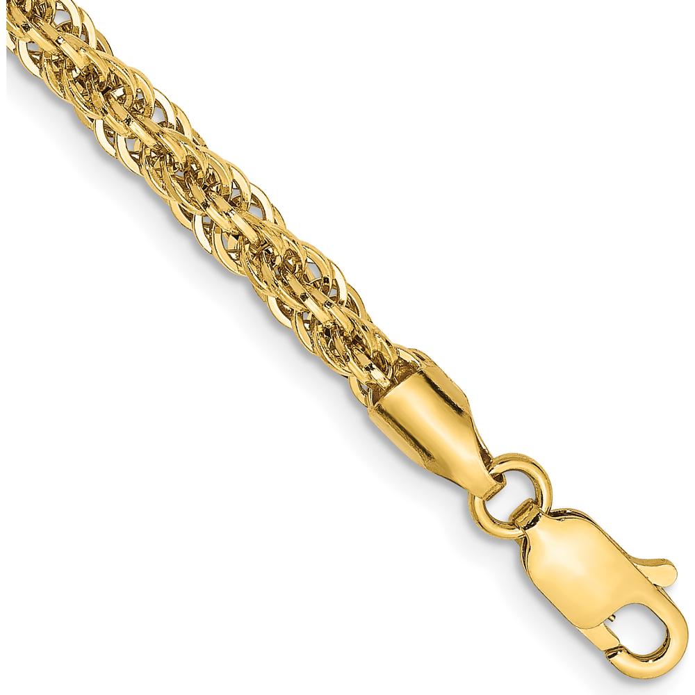 14K Yellow Gold 7" Diamond-Cut Rope Chain Bracelet with Lobster Clasp by Oro Pregiato