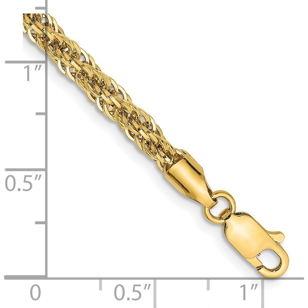 14K Yellow Gold 7" Diamond-Cut Rope Chain Bracelet with Lobster Clasp by Oro Pregiato